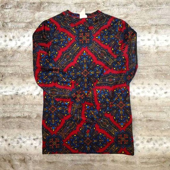 Vintage Tops - Vintage Red Ornate Pattern Shirt
